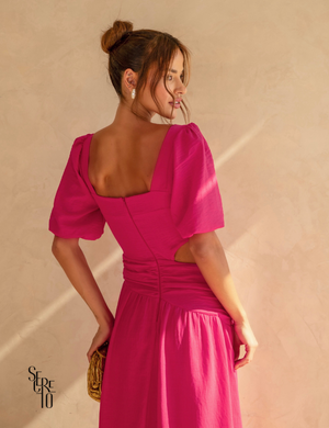 Vestido manga bufante Yasmine Pink