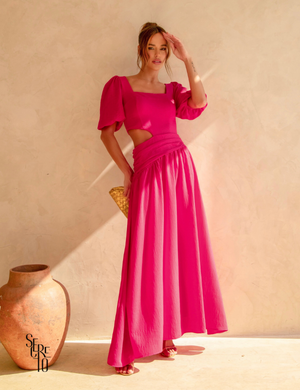 Vestido manga bufante Yasmine Pink