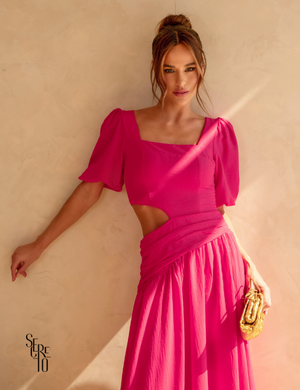 Vestido manga bufante Yasmine Pink
