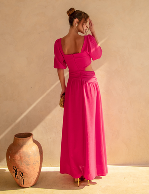 Vestido manga bufante Yasmine Pink