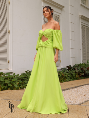 Secreto Vestido Longo Manga 7/8 Leah Lima