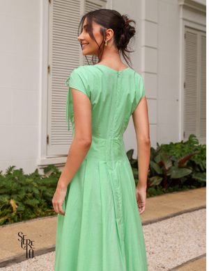 Secreto Vestido Midi Voil com Pregas Duda Menta