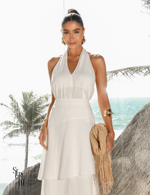 Secreto Conjunto Blusa e Saia Assimétrica Maia Branco