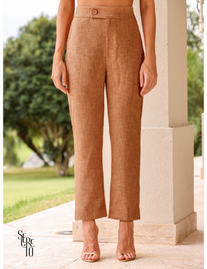 Conjunto Blusa e Calça Peplum Francesca Caramelo