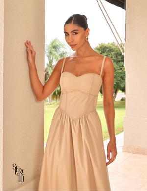 Vestido Midi Alfaiataria Aghata Bege