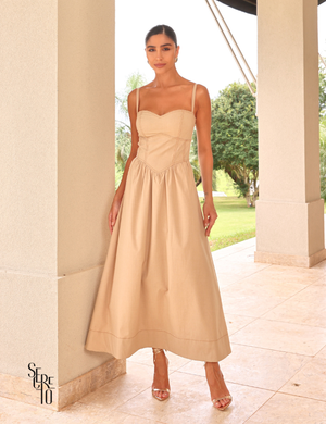 Vestido Midi Alfaiataria Aghata Bege