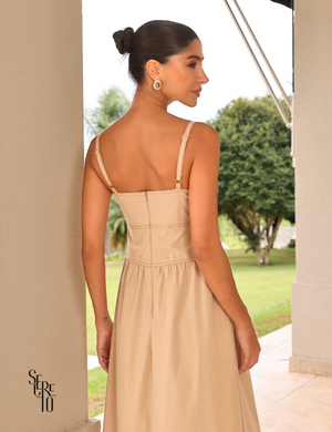 Vestido Midi Alfaiataria Aghata Bege