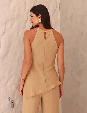 Conjunto Blusa e Calça Assimétrico Tramy Nougat