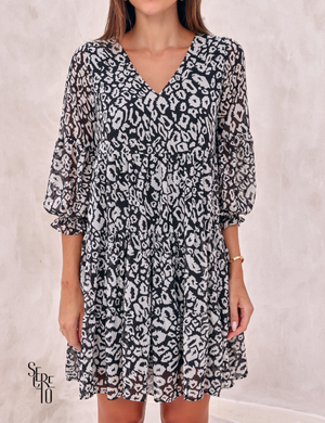 Vestido Curto Animal Print Hami Off White