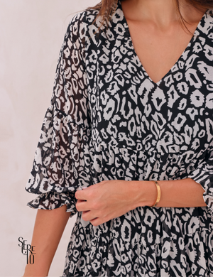 Vestido Curto Animal Print Hami Off White