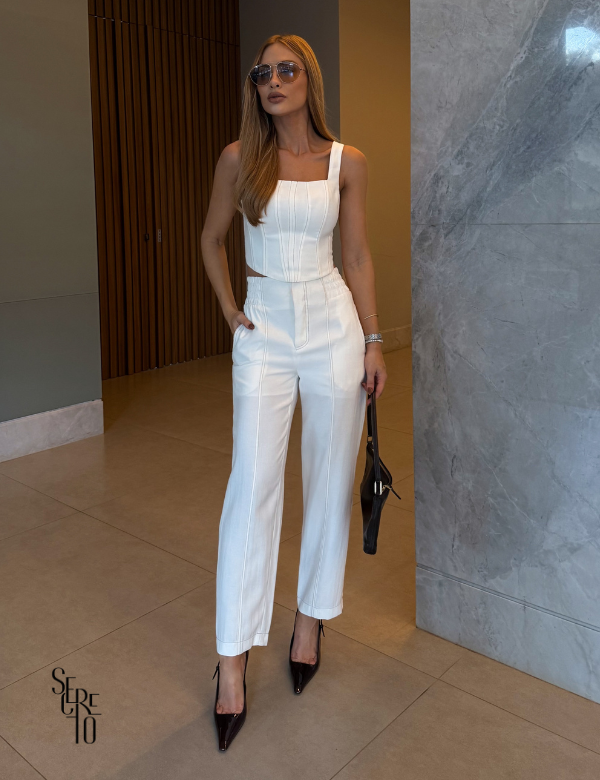 Conjunto Regata e Calça Alfaiataria Arawa Off White