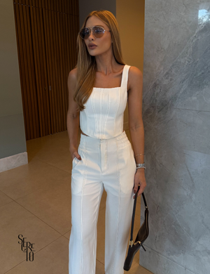 Conjunto Regata e Calça Alfaiataria Arawa Off White