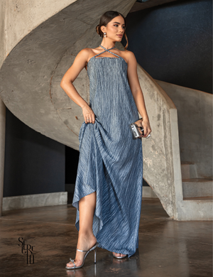Vestido Longo Tie dye Yorio Irene Azul
