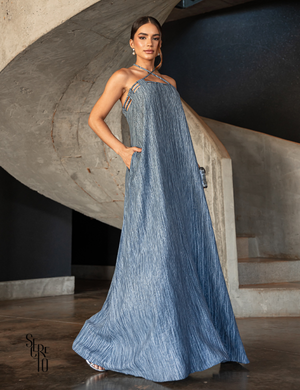 Vestido Longo Tie dye Yorio Irene Azul