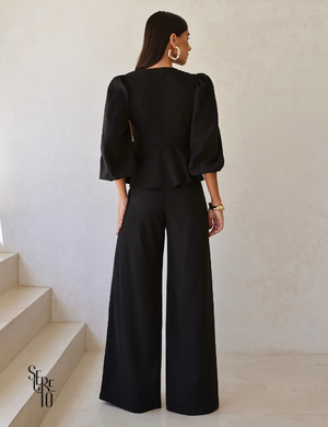 Conjunto Blusa e Calça Camurça Victoria Preto
