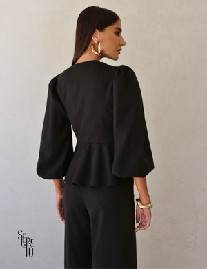 Conjunto Blusa e Calça Camurça Victoria Preto