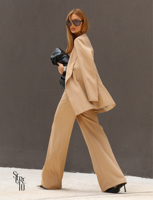 Max Blazer Risca de Giz Olivia Bege