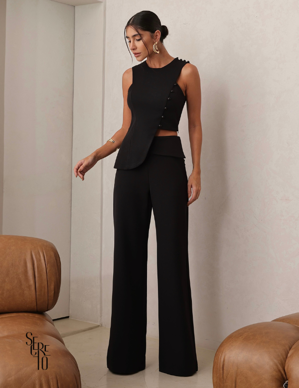 Conjunto Regata e Calça Alfaiataria Aline Preto