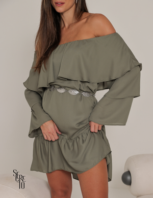 Vestido Curto Ombro a Ombro Livia Verde Musgo