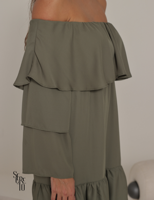 Vestido Curto Ombro a Ombro Livia Verde Musgo