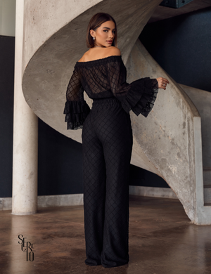 Conjunto Blusa e Calça Crochet Paola Preto