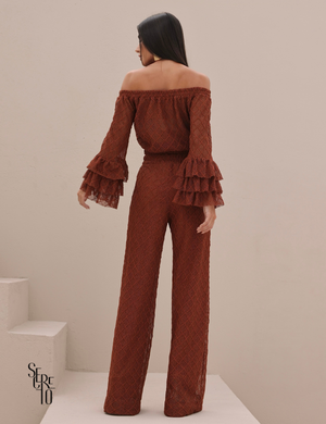 Conjunto Blusa e Calça Crochet Paola Caramelo