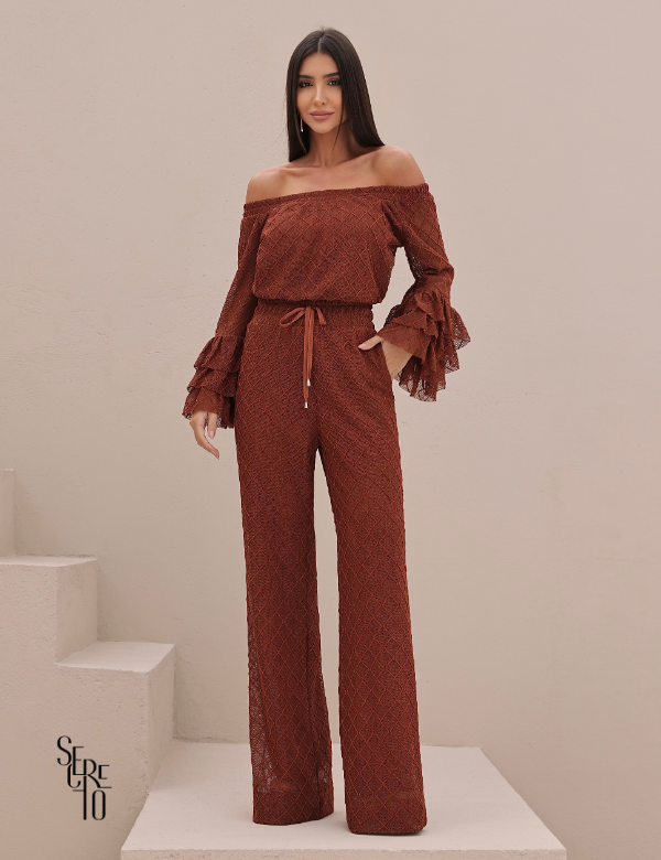 Conjunto Blusa e Calça Crochet Paola Caramelo