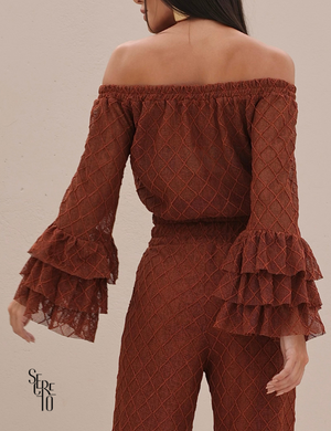 Conjunto Blusa e Calça Crochet Paola Caramelo