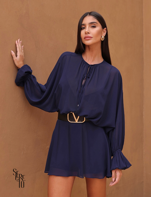 Macaquinho Boho Carol Azul Marinho