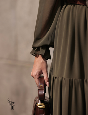 Vestido Longuete Ombro a Ombro Maitê Verde Militar