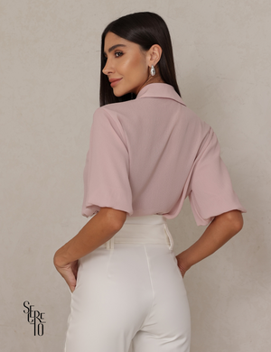 Camisa Chiffon Cynthia Rosa Claro