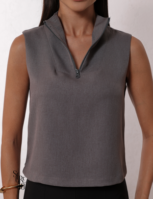 Blusa Alfaiataria Yuke Cinza