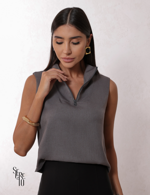 Blusa Alfaiataria Yuke Cinza