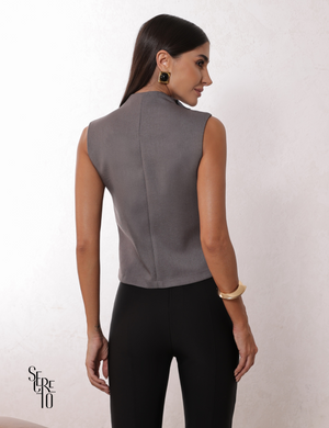 Blusa Alfaiataria Yuke Cinza