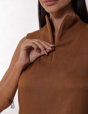 Blusa Alfaiataria Yuke Caramelo