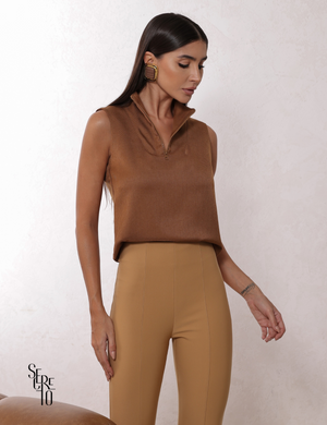 Blusa Alfaiataria Yuke Caramelo