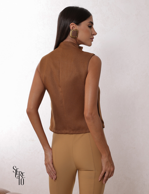 Blusa Alfaiataria Yuke Caramelo