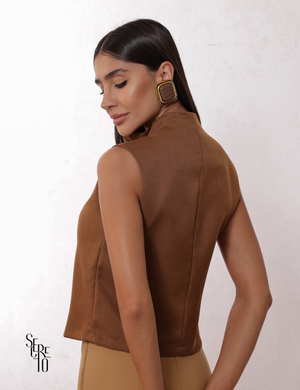 Blusa Alfaiataria Yuke Caramelo
