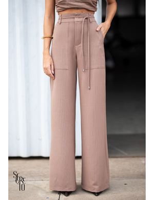 Conjunto Calça e Top Risca de Giz Capuccino