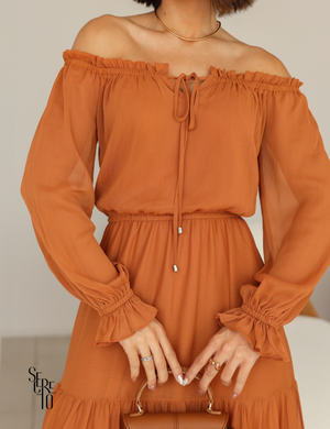 Vestido Longuete Ombro a Ombro Maitê Salmão