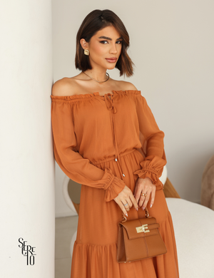 Vestido Longuete Ombro a Ombro Maitê Salmão