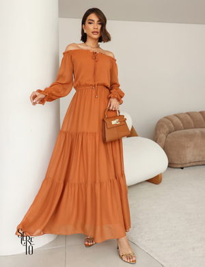 Vestido Longuete Ombro a Ombro Maitê Salmão