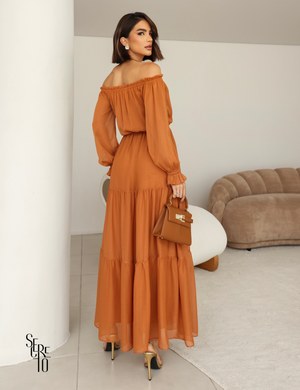 Vestido Longuete Ombro a Ombro Maitê Salmão