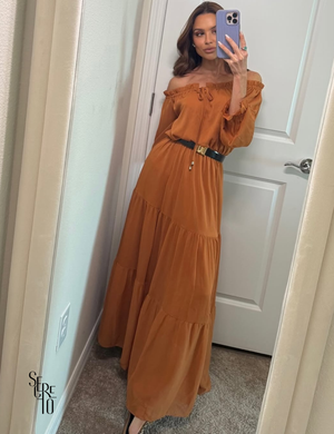 Vestido Longuete Ombro a Ombro Maitê Salmão