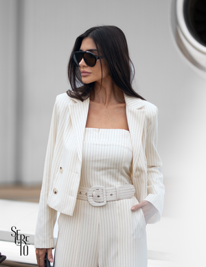 Blazer Curto Risca De Giz Vitoria Perola