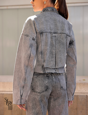 Casaco Jeans Estonado Mia Cinza