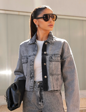 Casaco Jeans Estonado Mia Cinza