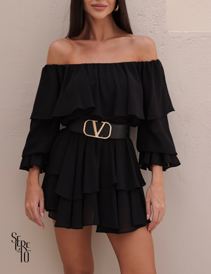 Conjunto Blusa e Short Saia Babado Preto