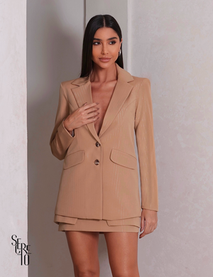 Blazer Alfaiataria Risca de Giz Marcelline Bege