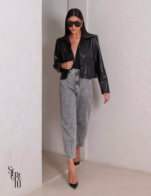 Casaqueto Couro Pu Lavinia Preto